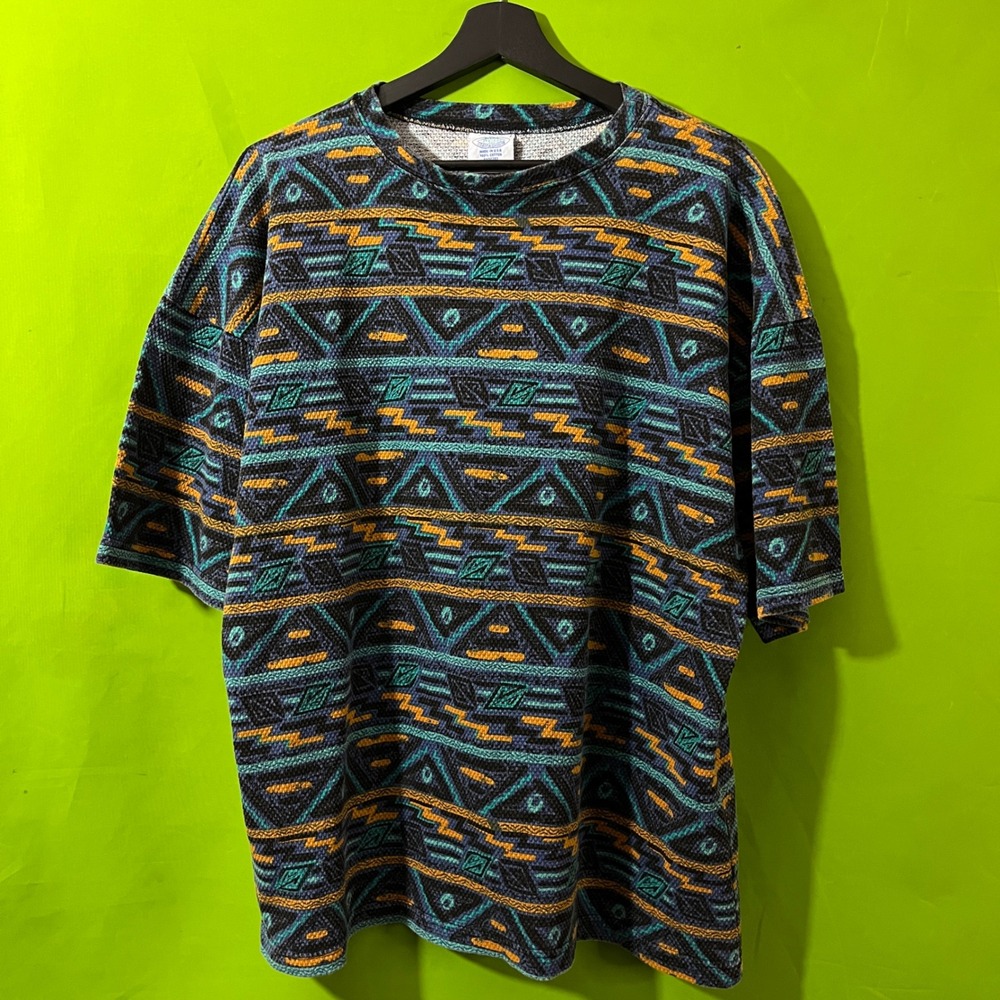 VTG XL PCH Pacific Coast Highway Aztec Geometric Knit Shirt Mens USA Made